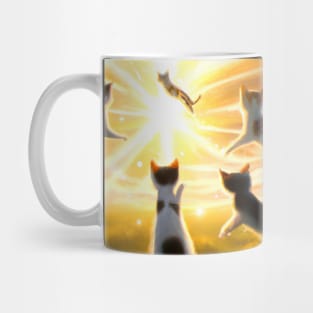 cats flying towards the sun digital art Mug